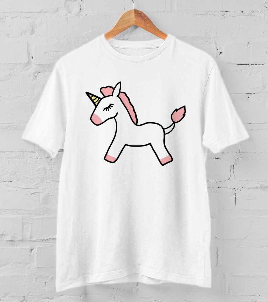 Pink Unicorn Cute Cartoon White Background T-Shirt