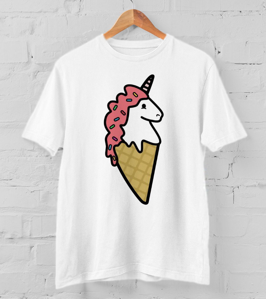 Kawaii Strawberry Unicorn Cone With Sprinkles In Pastel T-Shirt