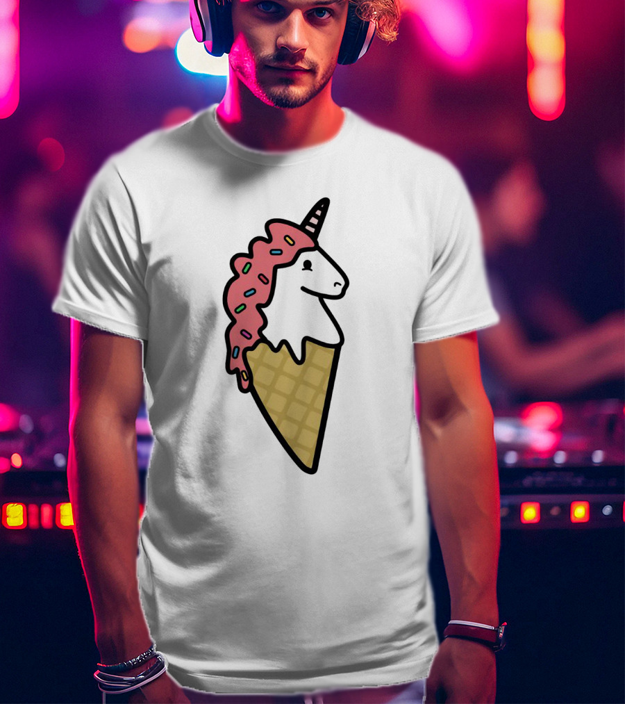 Kawaii Strawberry Unicorn Cone With Sprinkles In Pastel T-Shirt