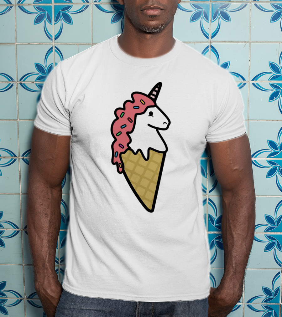 Kawaii Strawberry Unicorn Cone With Sprinkles In Pastel T-Shirt