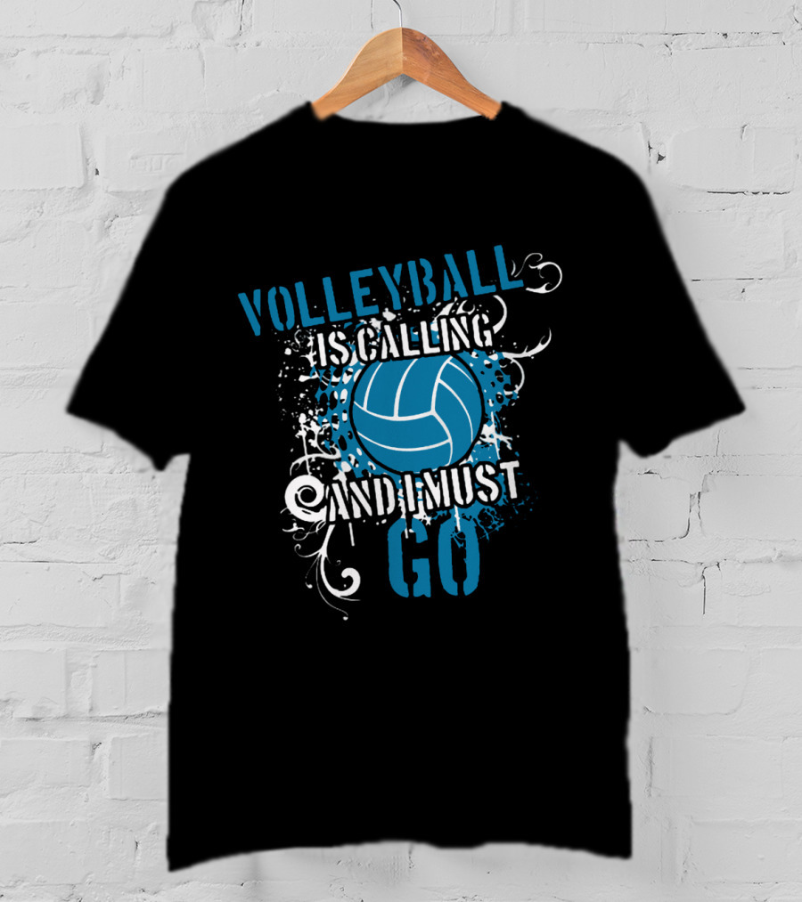 Volleyball Is Calling And I Must Go Blue Splatter T-Shirt