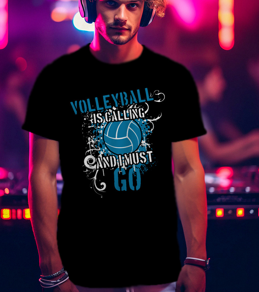 Volleyball Is Calling And I Must Go Blue Splatter T-Shirt