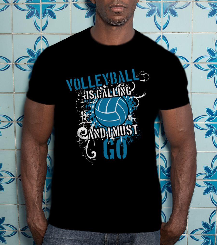 Volleyball Is Calling And I Must Go Blue Splatter T-Shirt