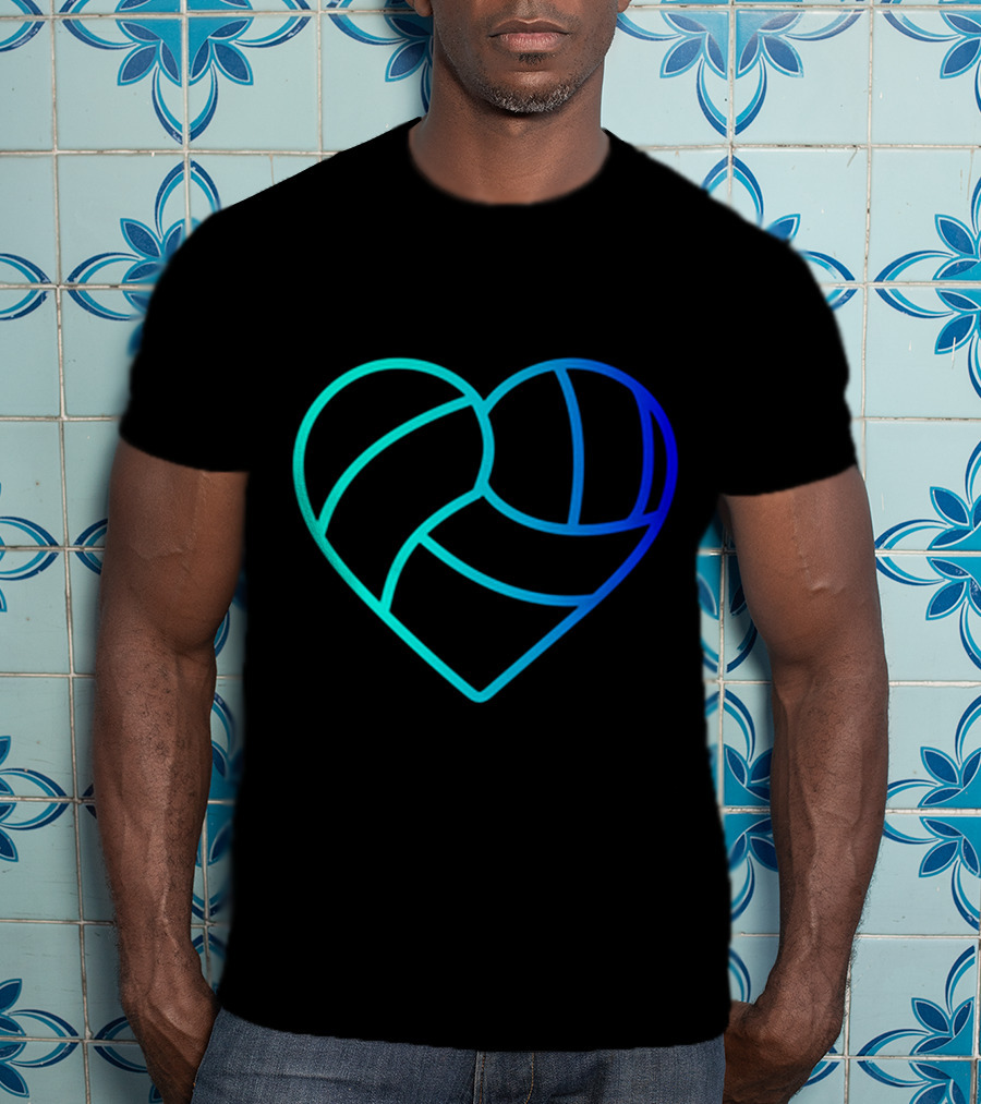 Heart Shaped Volleyball Love Gradient T-Shirt