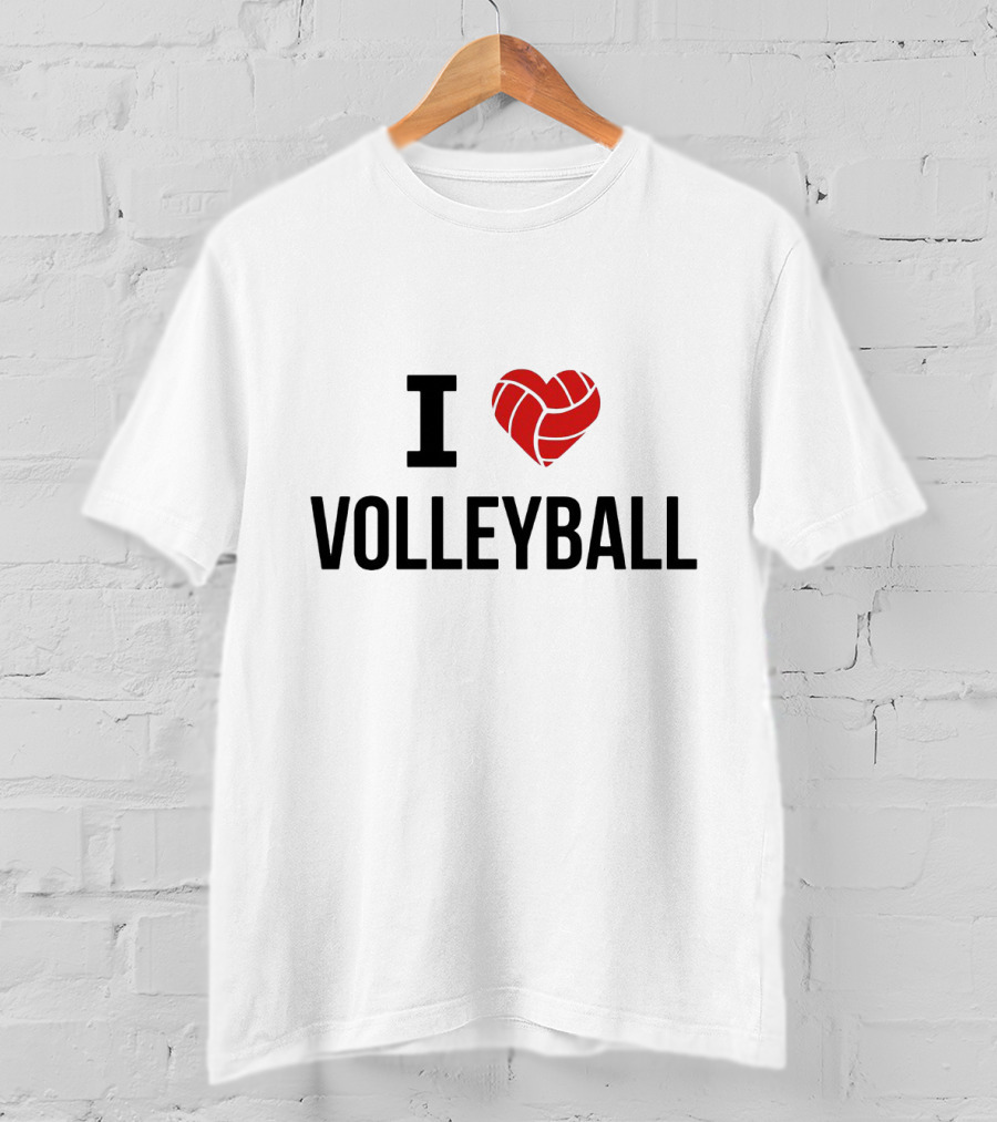 I Heart Volleyball With Red Volleyball Heart T-Shirt