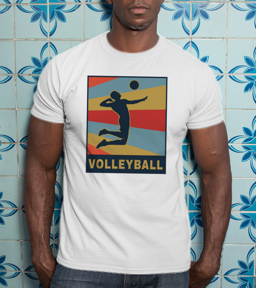 Volleyball Player Silhouette Jumping Action Club Team T-Shirt
