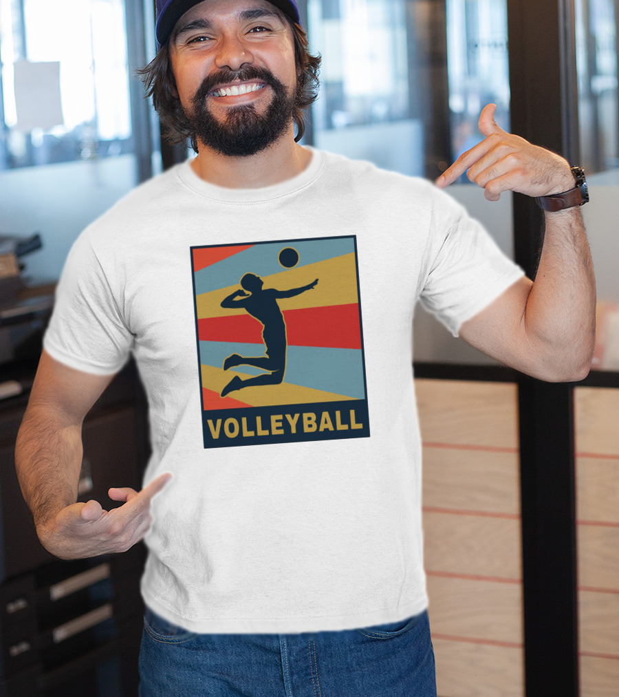 Volleyball Player Silhouette Jumping Action Club Team T-Shirt