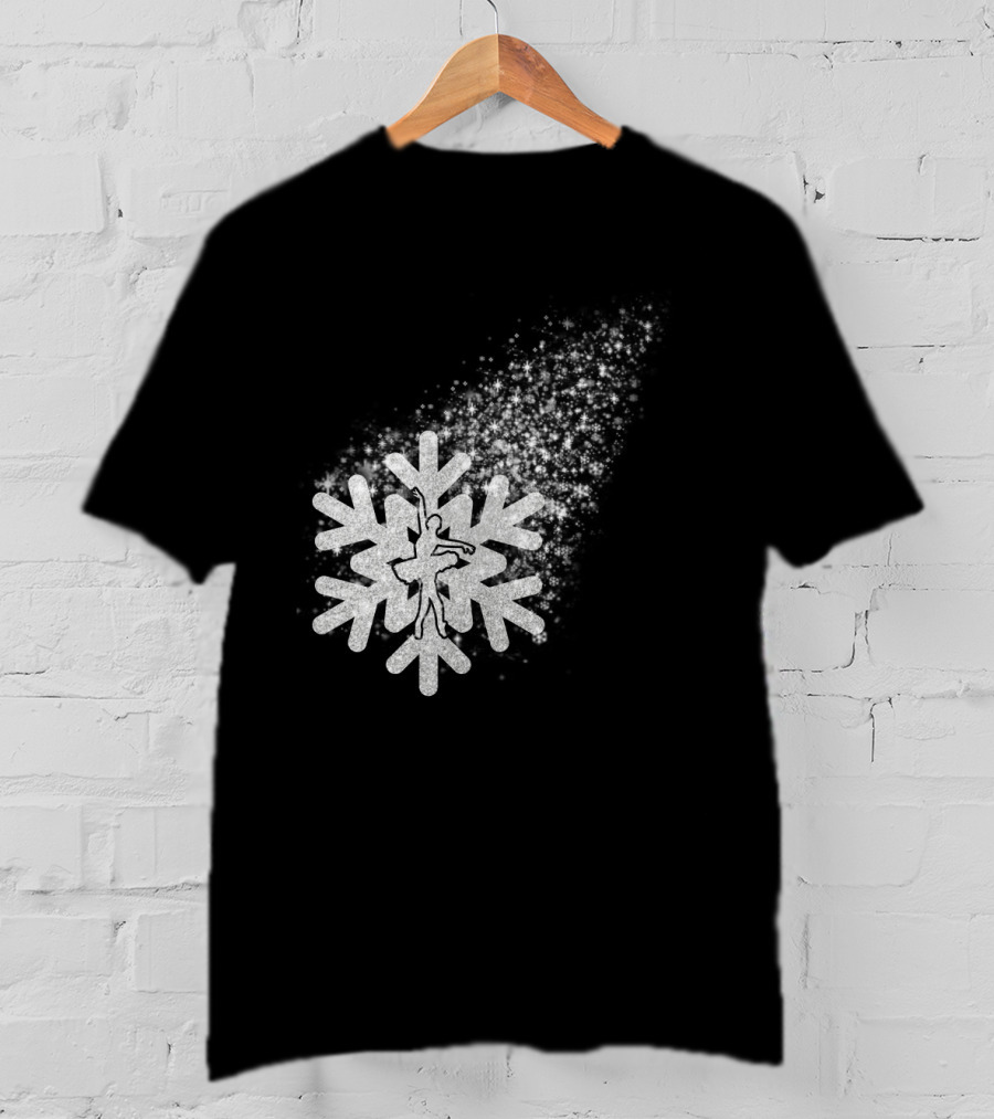 Ballet Dance Silhouette Inside Glittering Snowflake Burst T-Shirt