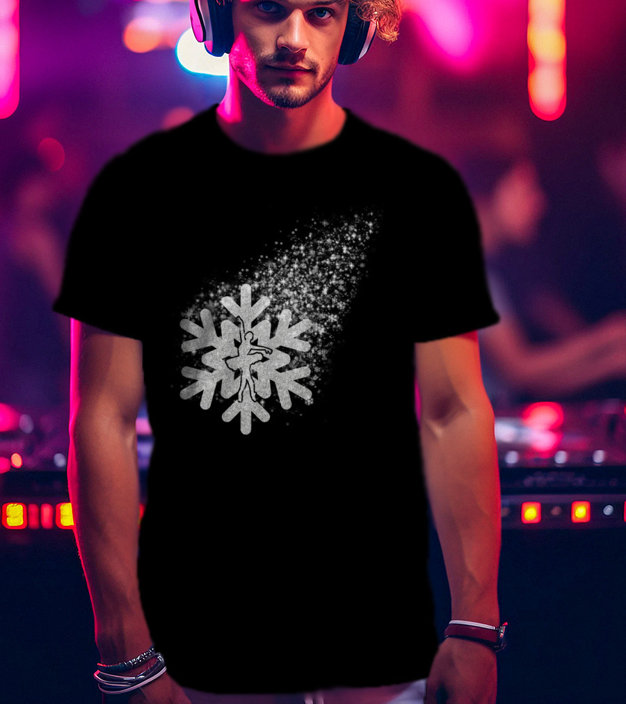 Ballet Dance Silhouette Inside Glittering Snowflake Burst T-Shirt