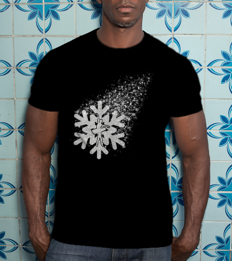 Ballet Dance Silhouette Inside Glittering Snowflake Burst T-Shirt