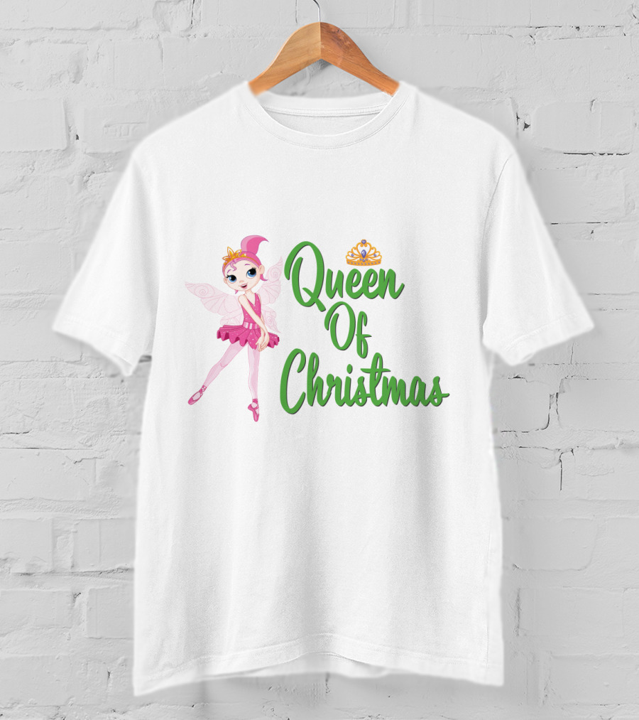 Queen Of Christmas Ballet Fairy With Pink Tutu And Crown T-Shirt