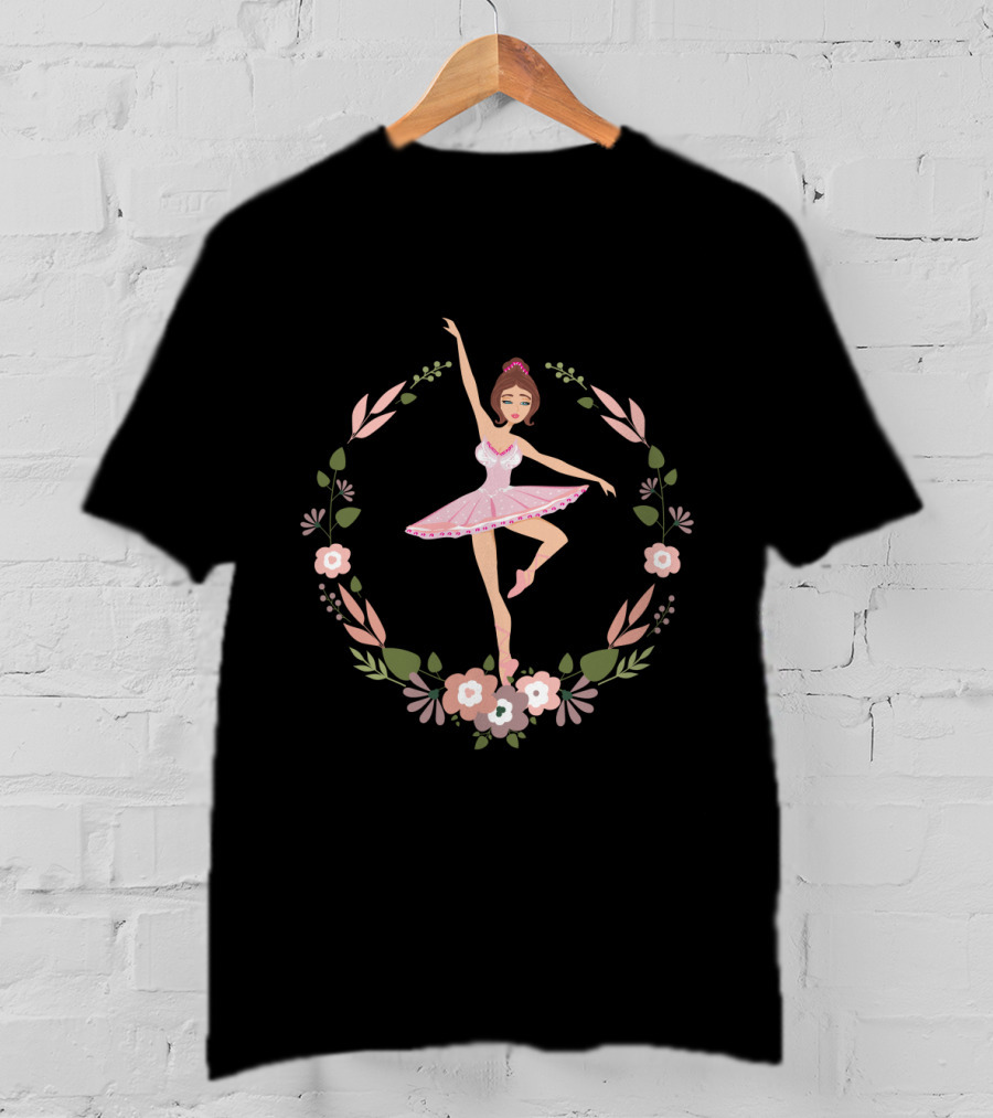 Ballerina Cute Ballet Dancer Flower Wreath Elegance T-Shirt