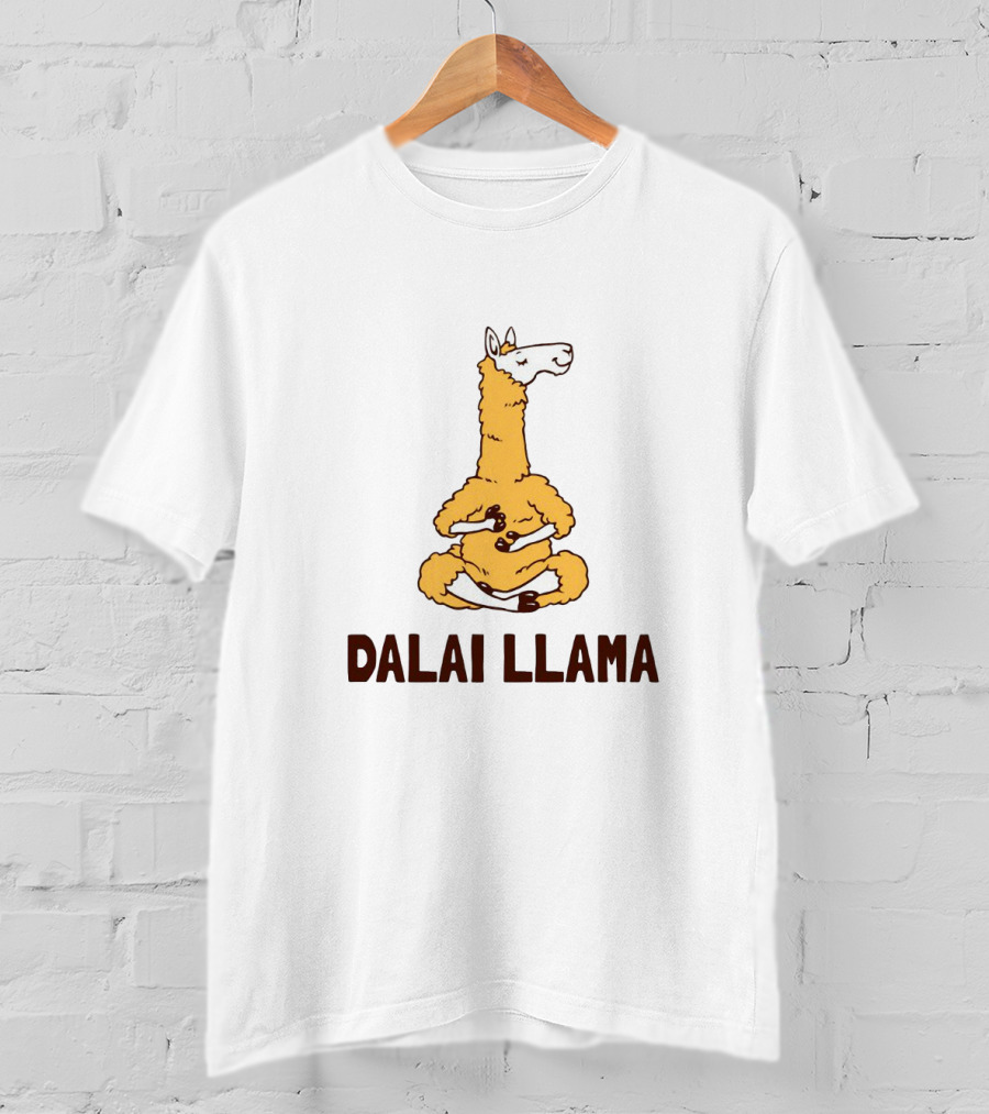 Dalai Llama Meditating Llama Yoga Humor T-Shirt