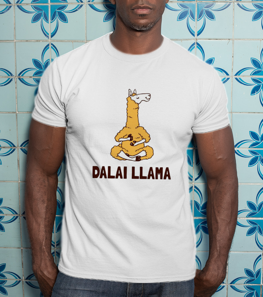Dalai Llama Meditating Llama Yoga Humor T-Shirt