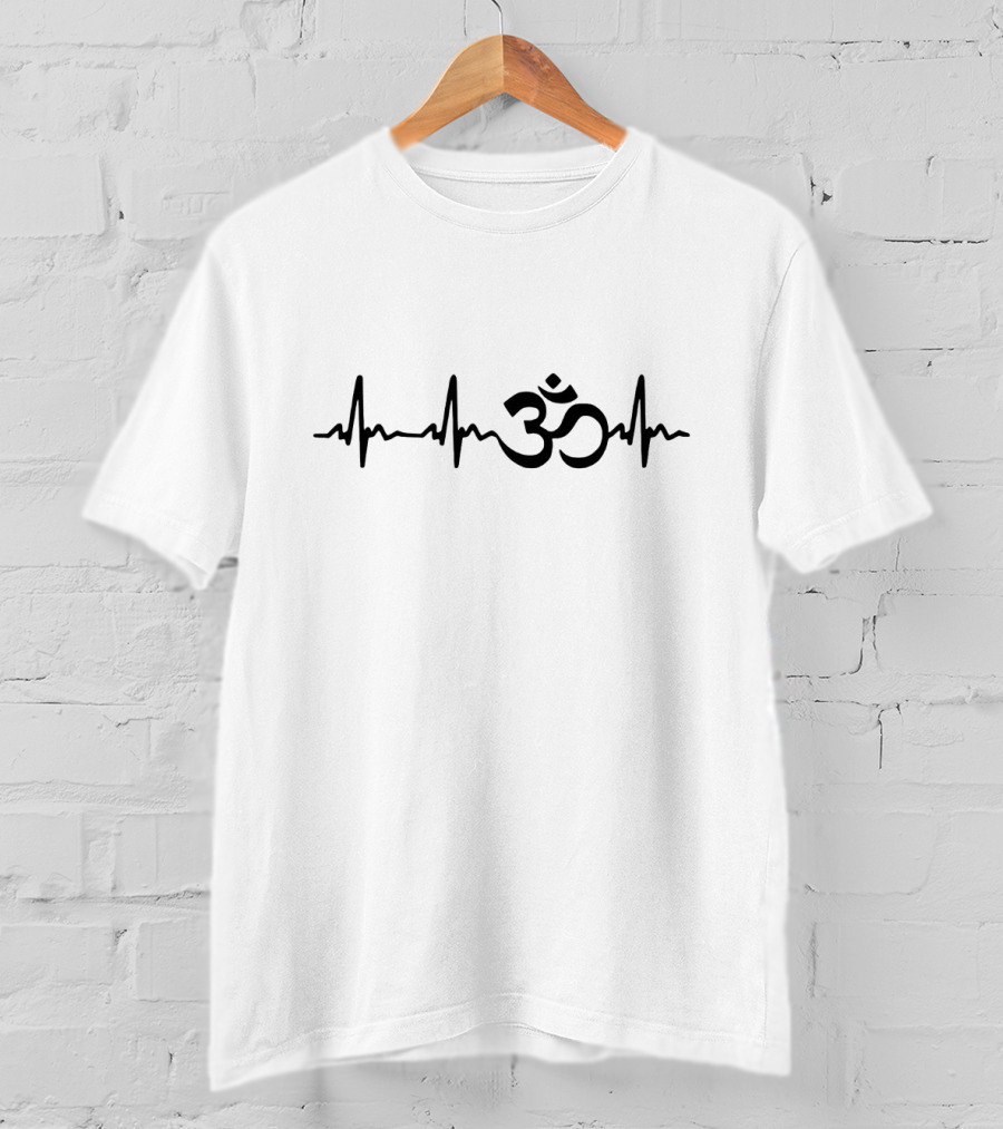 Namaste Pulse With Om And Heartbeat Line T-Shirt