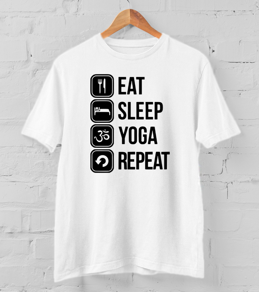 Eat Sleep Yoga Repeat Om Symbol Icons Sequence T-Shirt