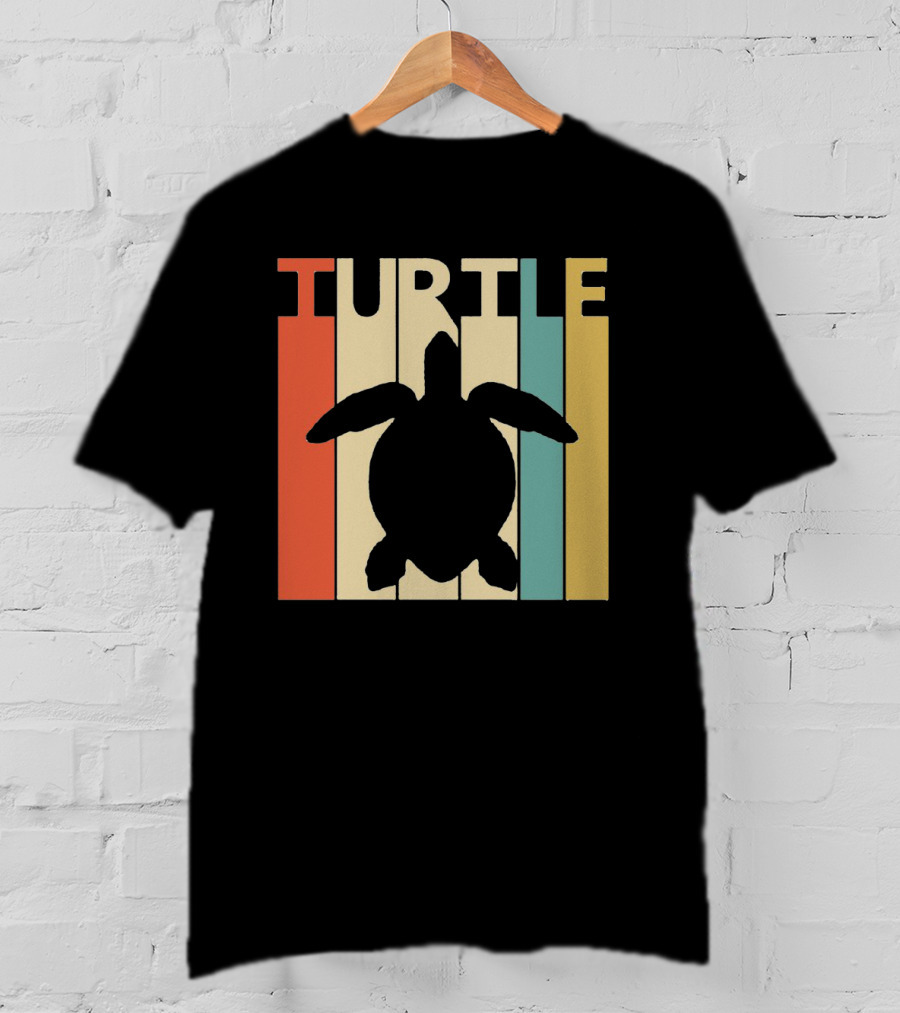 Turtle Retro Silhouette Colorful Stripes Spirit Animal T-Shirt