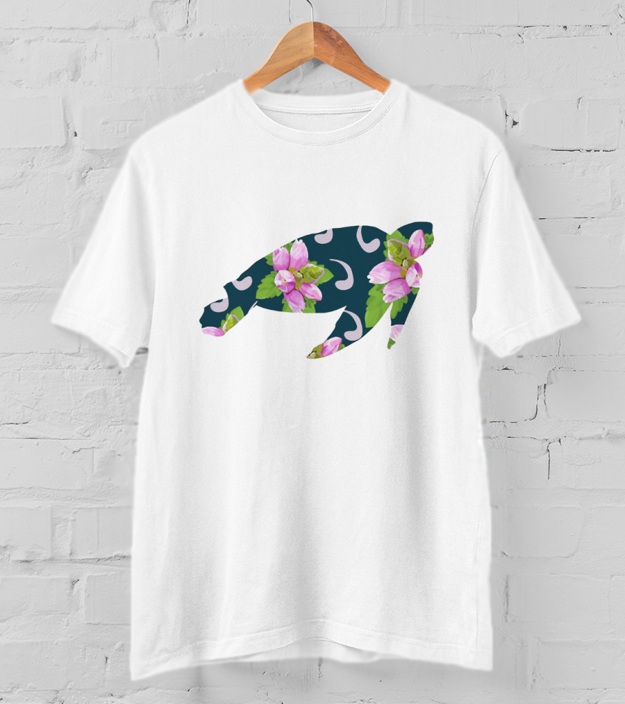 TurtleHead Floral Pattern With Pink Flowers T-Shirt