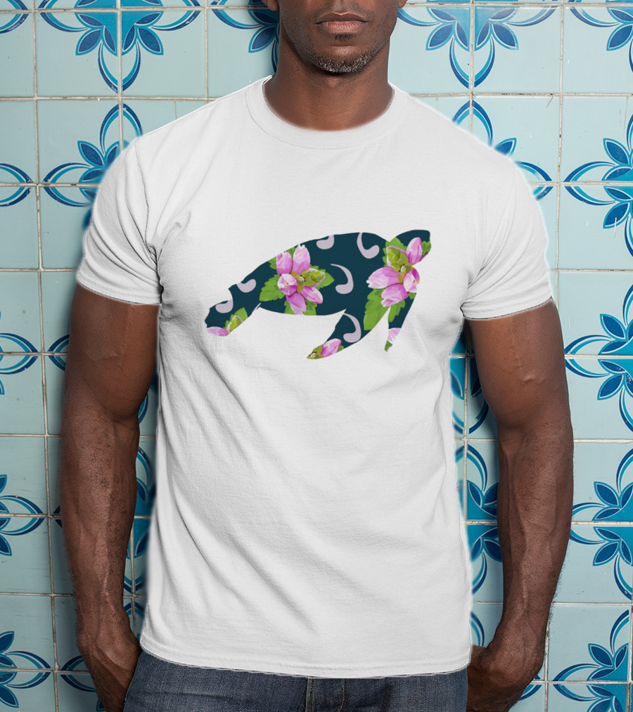 TurtleHead Floral Pattern With Pink Flowers T-Shirt