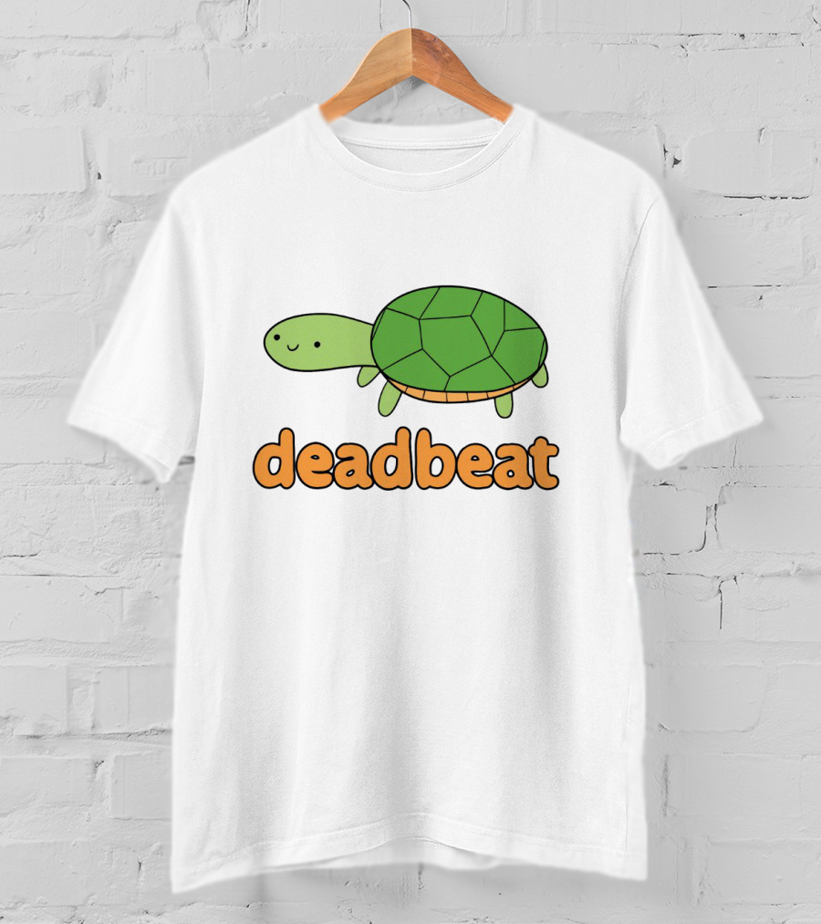 Deadbeat Turtle Cartoon Graphic With Green Shell And Smiling Expression T-Shirt