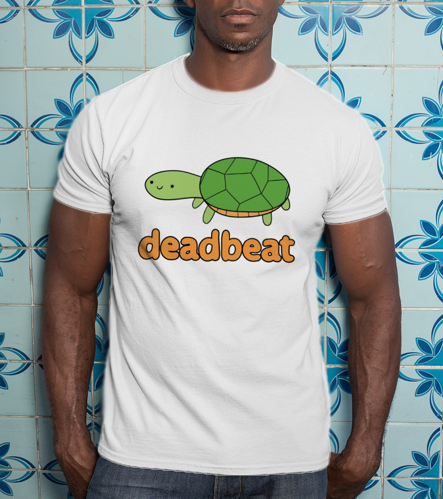 Deadbeat Turtle Cartoon Graphic With Green Shell And Smiling Expression T-Shirt
