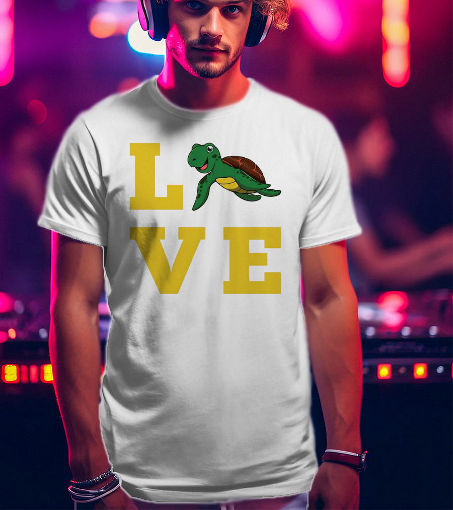 LOVE Turtles Funny Kids Sea Drawing Playful T-Shirt