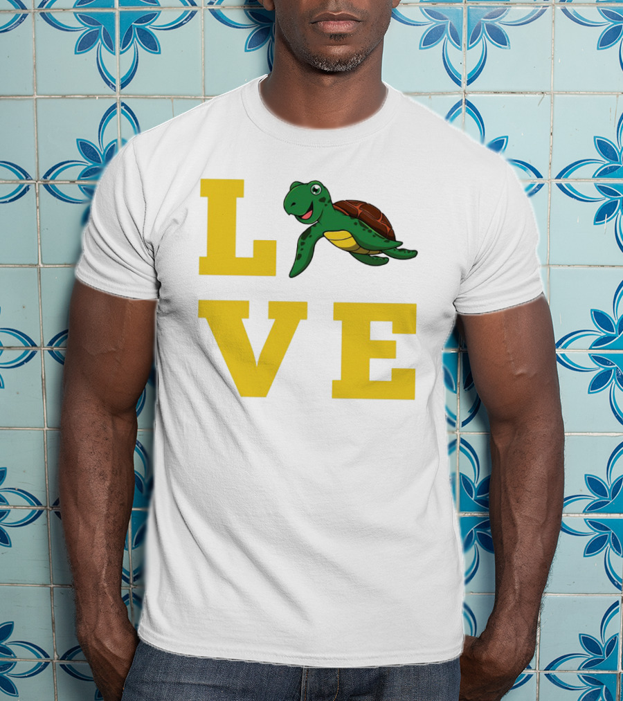 LOVE Turtles Funny Kids Sea Drawing Playful T-Shirt