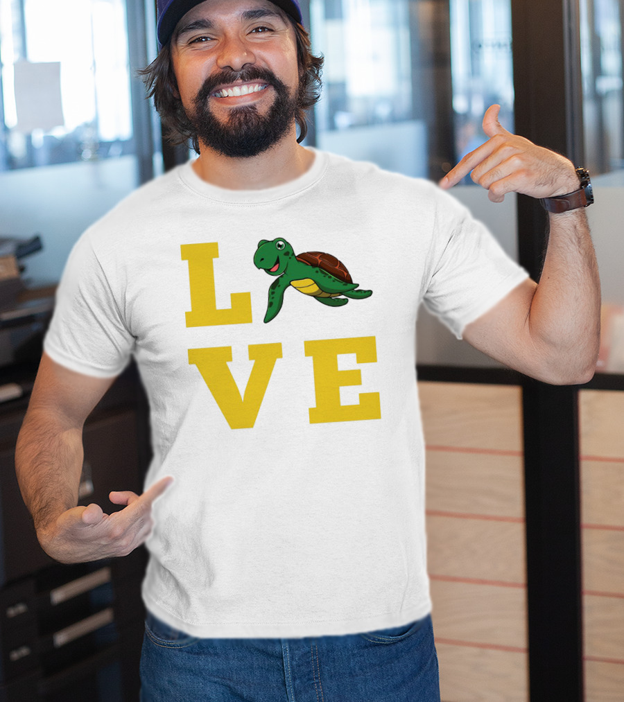 LOVE Turtles Funny Kids Sea Drawing Playful T-Shirt