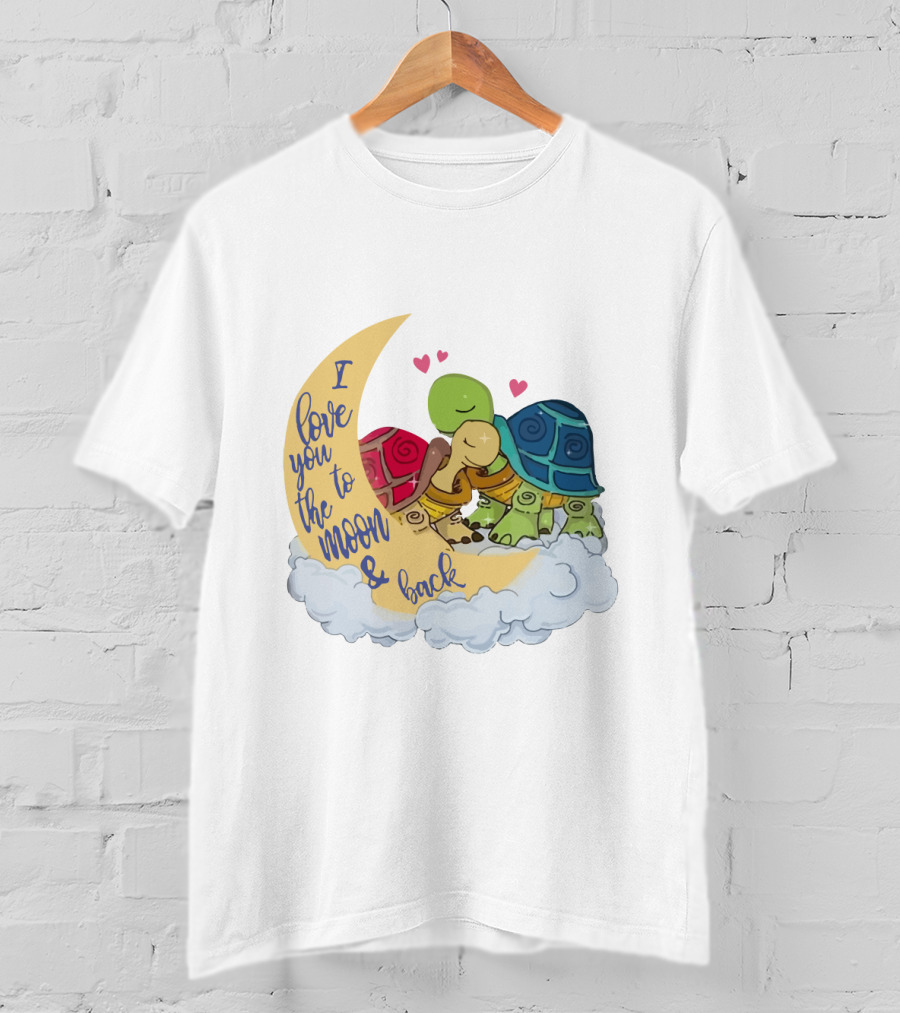 I Love You To The Moon And Back Turtle Trio With Hearts On Cloud T-Shirt