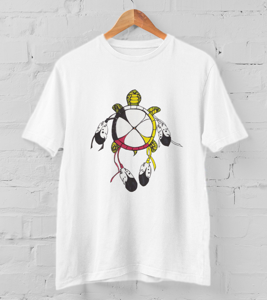 Native American Style Turtle With Dreamcatcher And Feathers T-Shirt