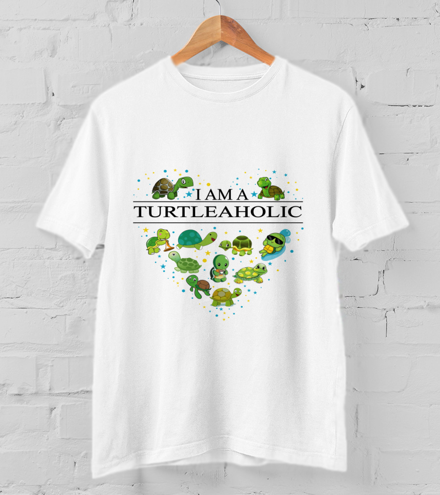 I Am A Turtleaholic Heart-Shaped Turtle Cartoon Collection T-Shirt