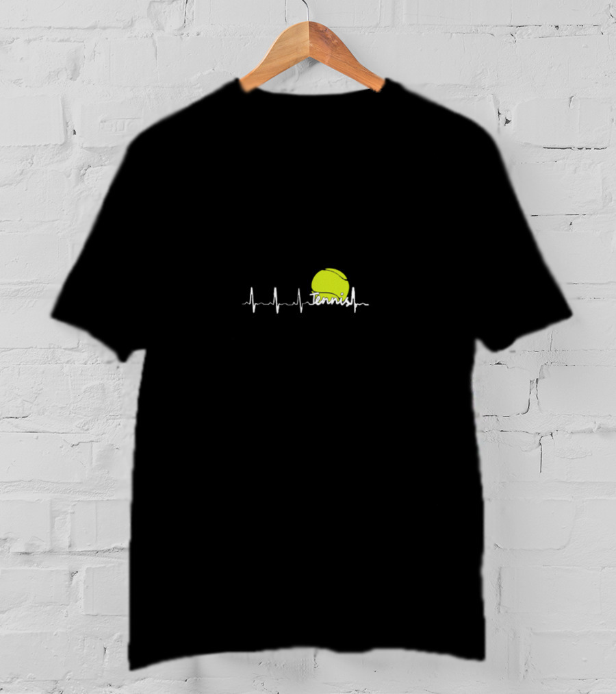 Tennis Heartbeat With Yellow Tennis Ball And EKG Pulse Line T-Shirt