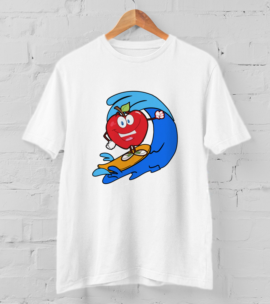 Apple Riding Surf Waves On A Board T-Shirt