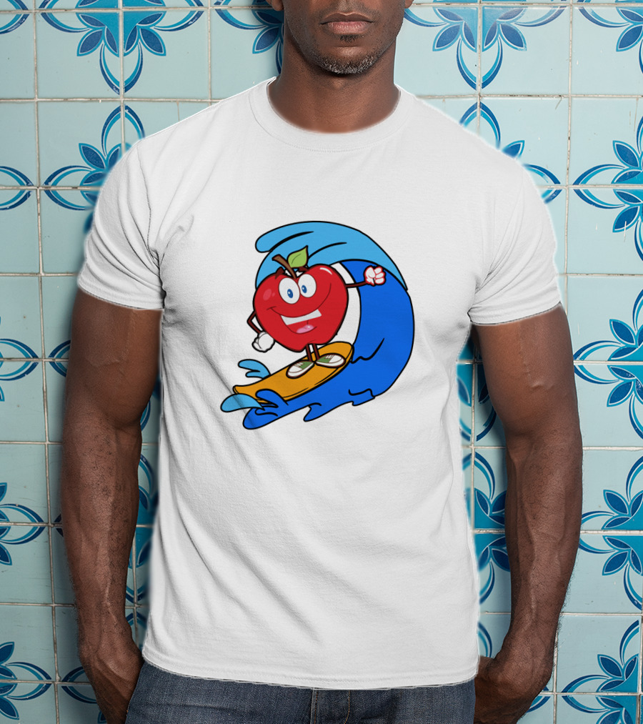 Apple Riding Surf Waves On A Board T-Shirt