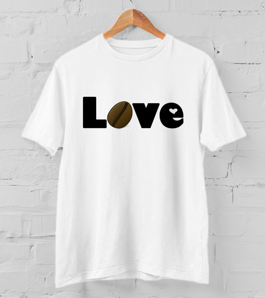 Love With Coffee Bean And Heart Symbol Integration T-Shirt