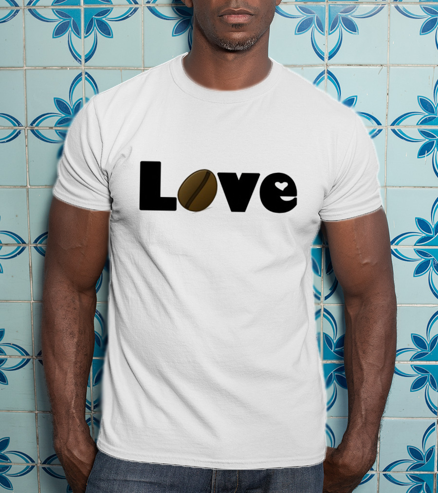 Love With Coffee Bean And Heart Symbol Integration T-Shirt