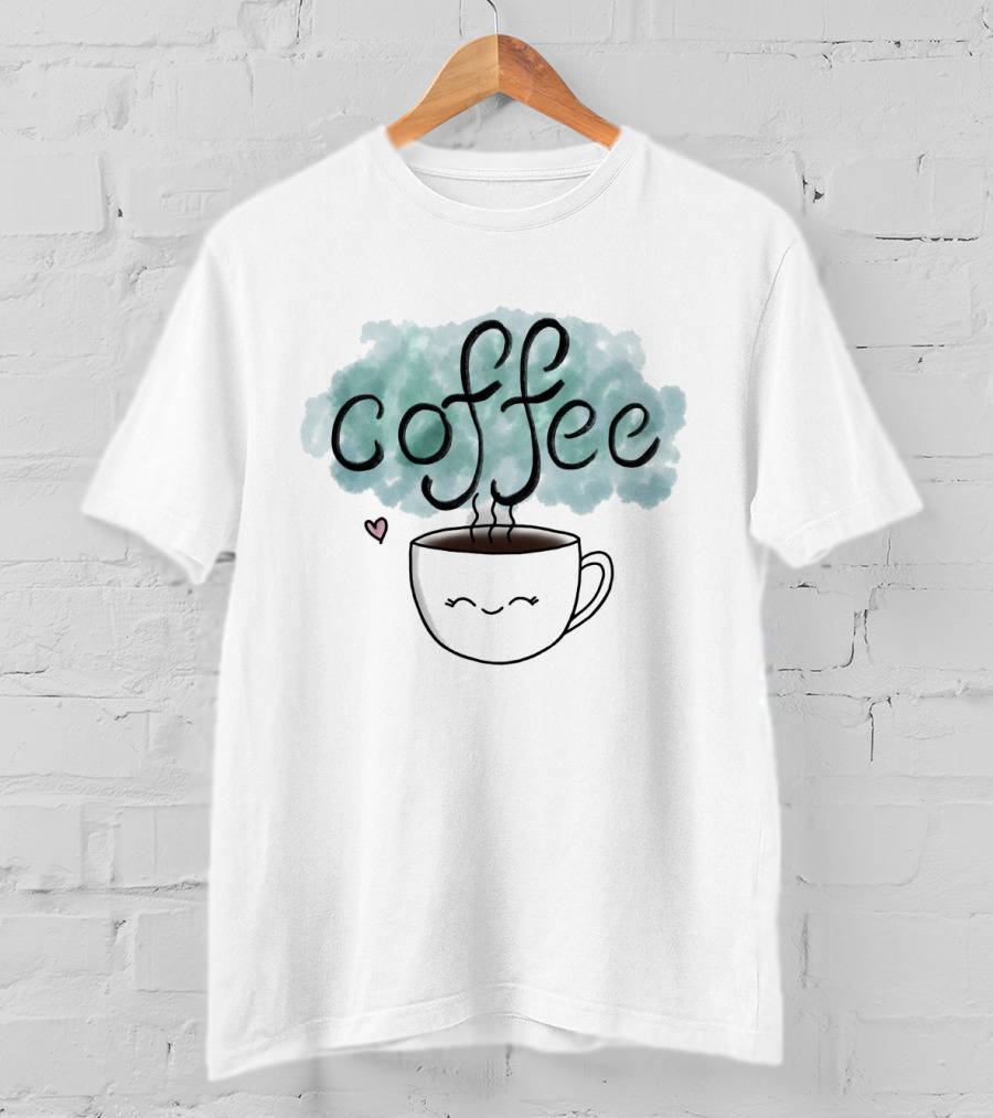 Adorable Smiling Coffee Cup With Heart And Steam T-Shirt