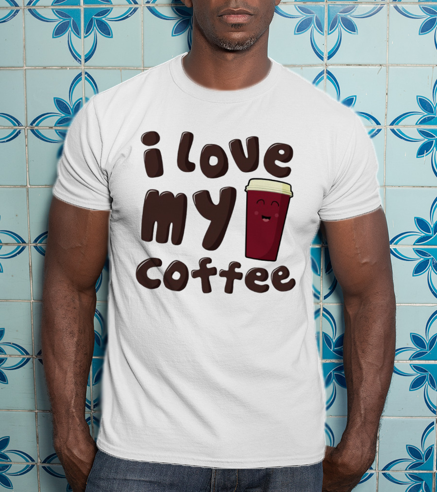 I Love My Coffee Cup Smile Emoticon T-Shirt