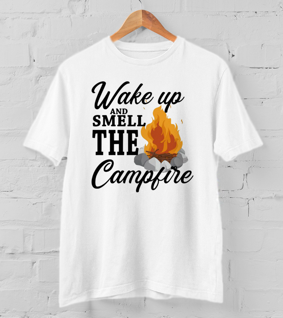 Wake Up And Smell The Campfire With Vibrant Flames And Rocks T-Shirt
