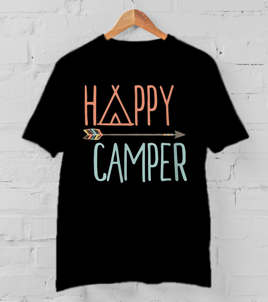 Happy Camper Triangle Tent Arrow T-Shirt