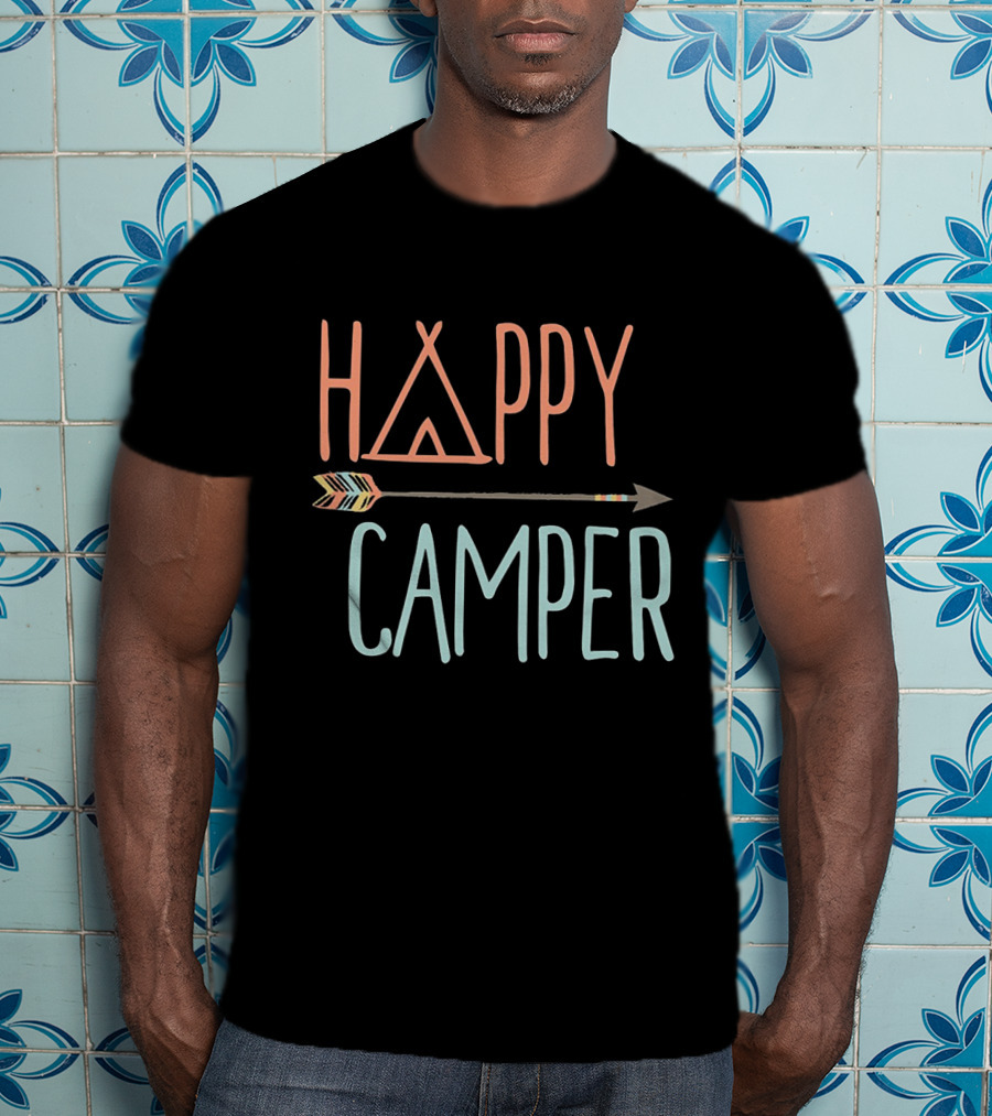 Happy Camper Triangle Tent Arrow T-Shirt