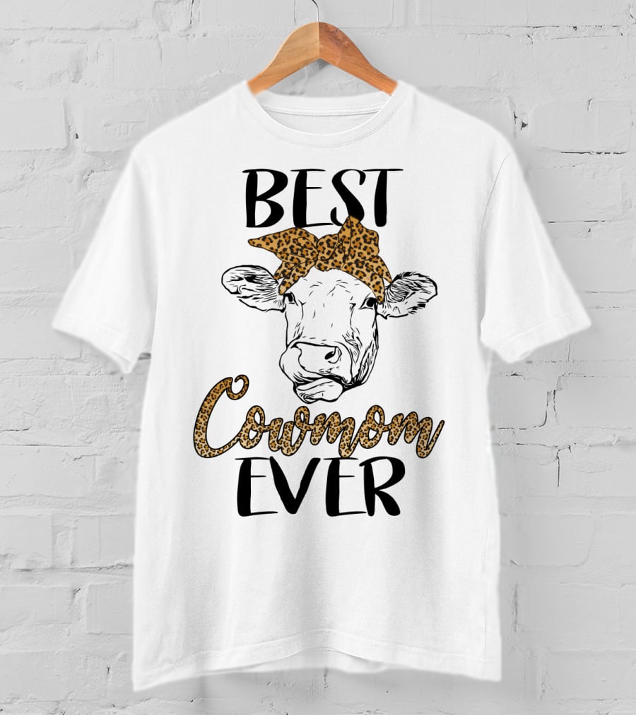 Best Cowmom Ever Leopard Bandana Cow T-Shirt