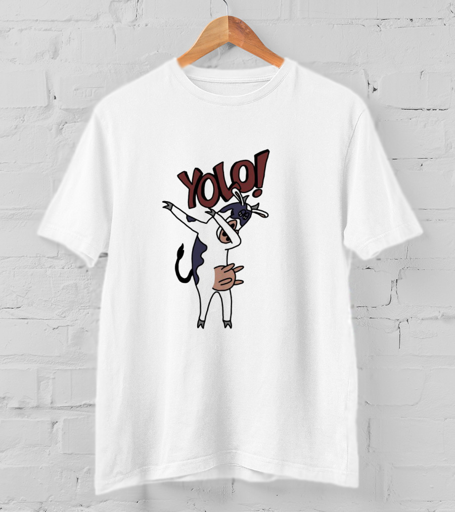YOLO Dab Cow Cartoon With Fun Pose And Text T-Shirt