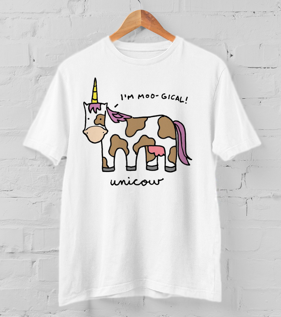 Unicow I'm Moo-gical Fun Cartoon Illustration With Unicorn And Cow Combo T-Shirt