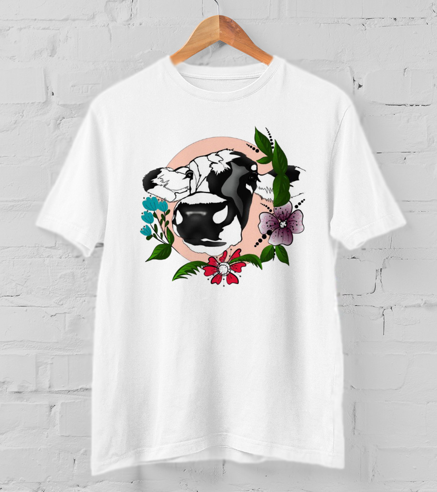 Cows Make Me Happy Humans Make My Head Hurt Floral Cow T-Shirt