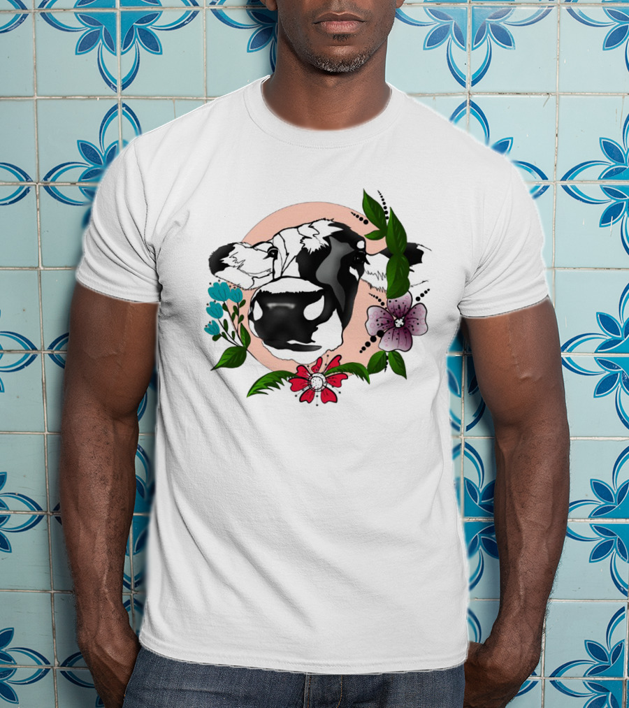 Cows Make Me Happy Humans Make My Head Hurt Floral Cow T-Shirt