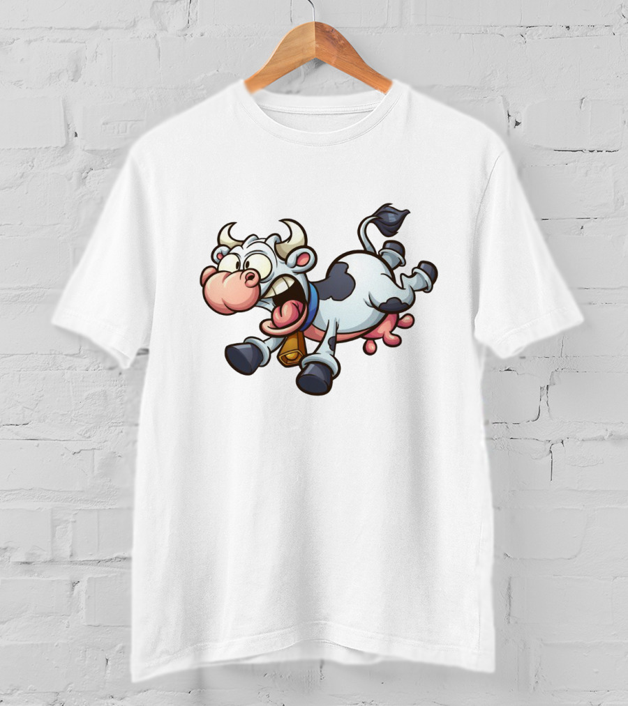 Crazy Cartoon Cow Hilarious Comedy Expression T-Shirt