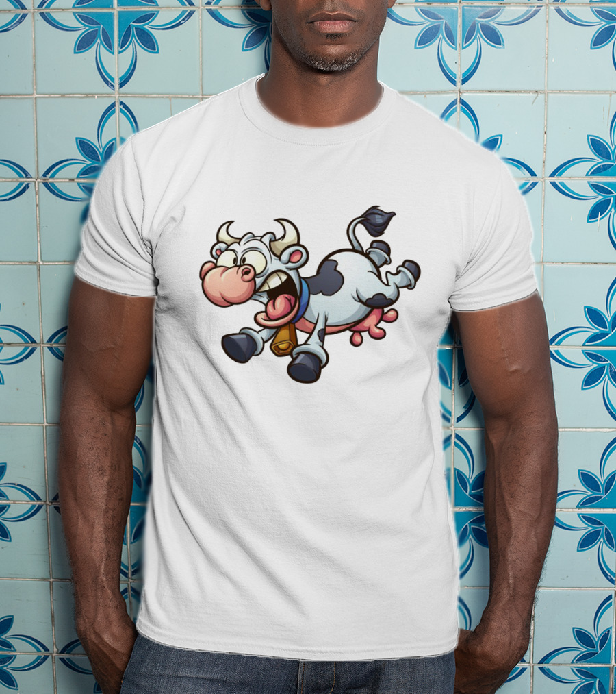 Crazy Cartoon Cow Hilarious Comedy Expression T-Shirt