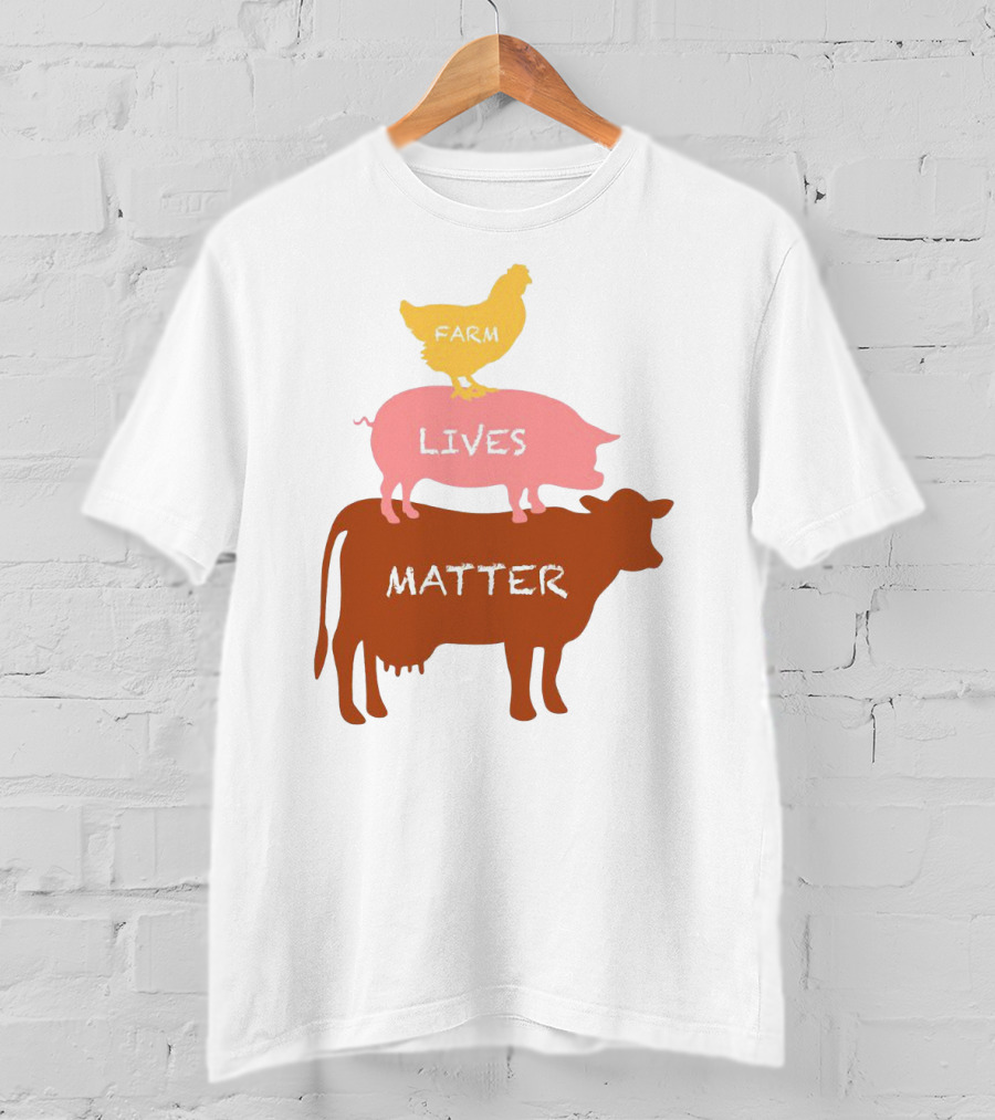 Farm Lives Matter Chicken Pig Cow Stacked Animal T-Shirt