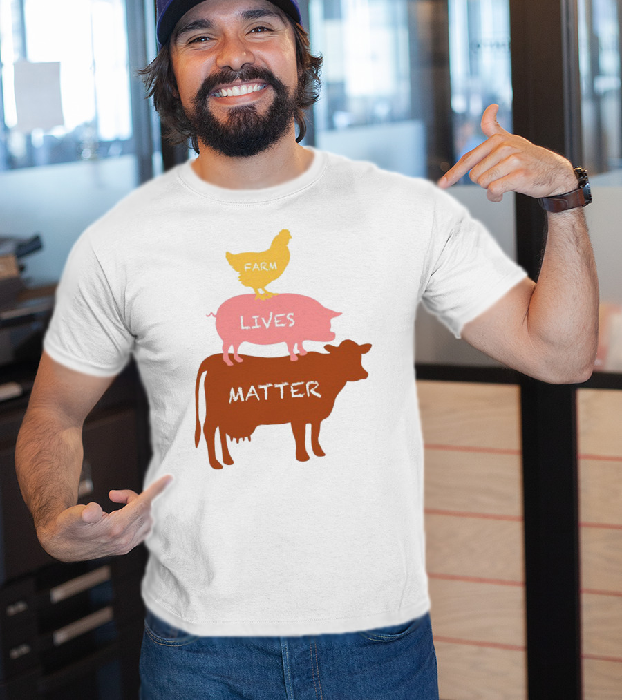 Farm Lives Matter Chicken Pig Cow Stacked Animal T-Shirt